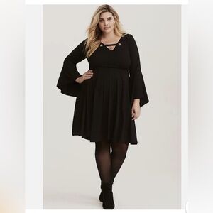 Torrid Black Long Sleeve Dress with Flare
